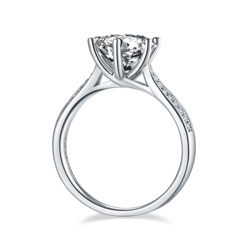 星光皇后S925银镀白金MoissaniteWomen's Ring3.0ctD级